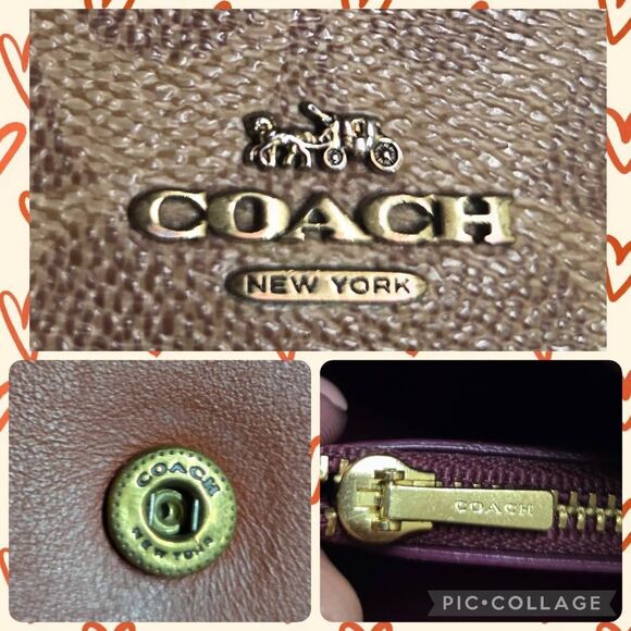 Coach Signature Coated Canvas & Calf Leather Envelope Style Chain Wallet. 72795 - Picture 4 of 9